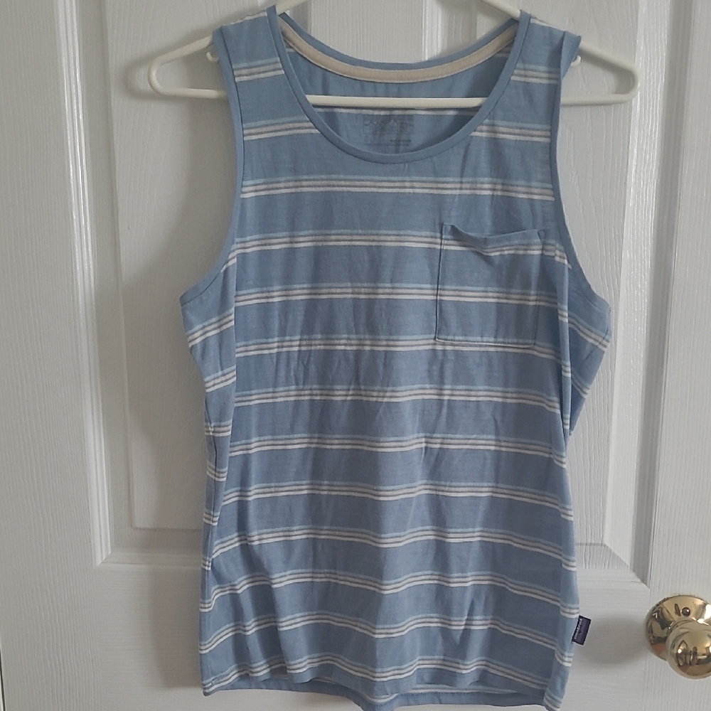 Patagonia Blue and White Striped Top
